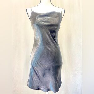 Molly Green Black/Silver Metallic Shimmer Sassy Slip Dress size small